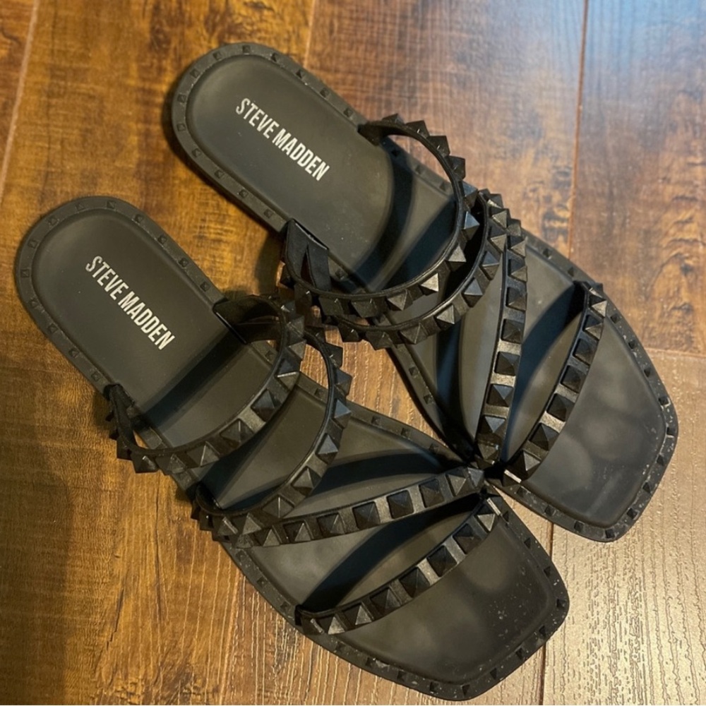 Steven Madden Skyler black studded sandals.